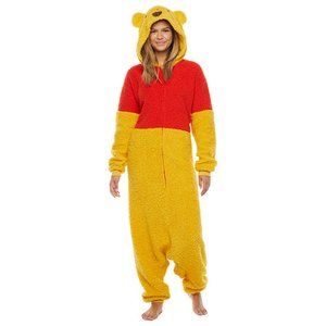Winnie The Pooh Adult Hooded Pajama Sleepwear Full Zipper Pooh Bear NWT